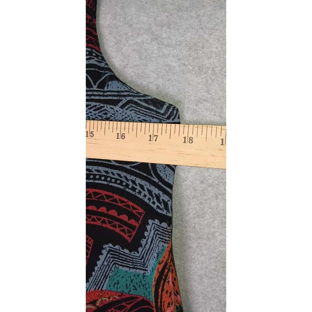 Angie Sleeveless Swing Tunic Mini Dress Large Geometric Tribal Print Boho Retro - Picture 8 of 11
